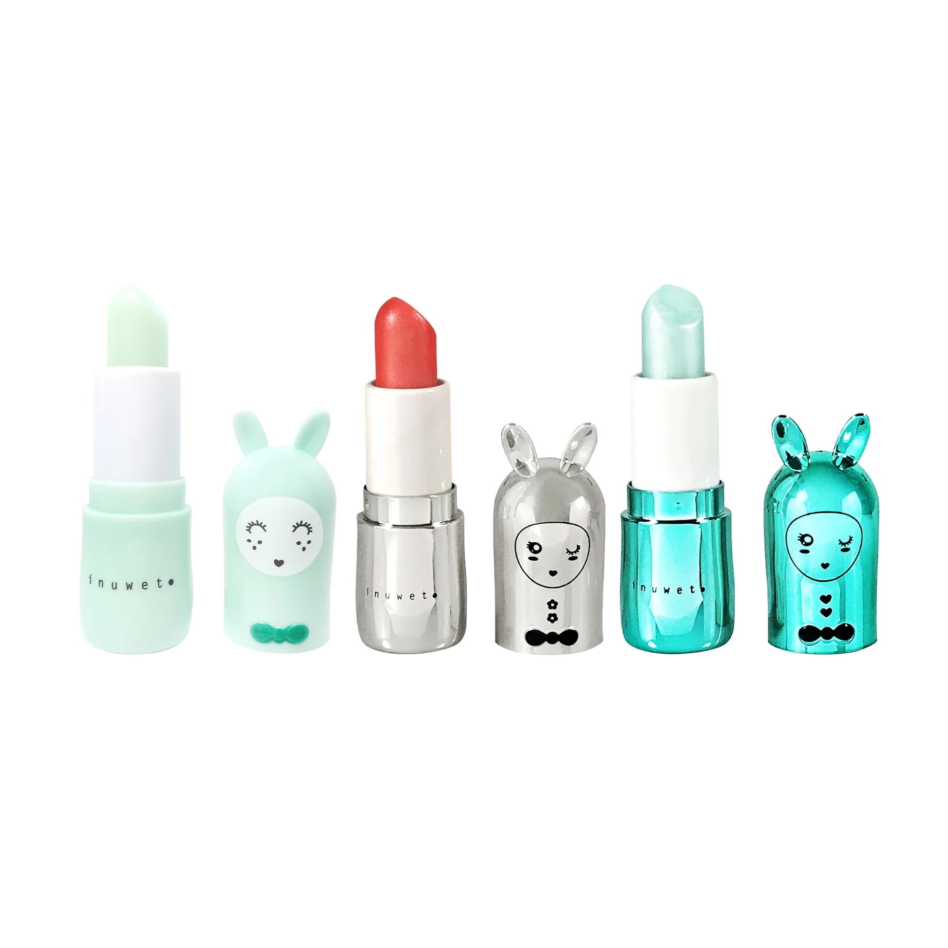 INUWET Bunny Lip Balm Jingle Aqua Trio Gift Set - Apple, Coconut & Cupcake