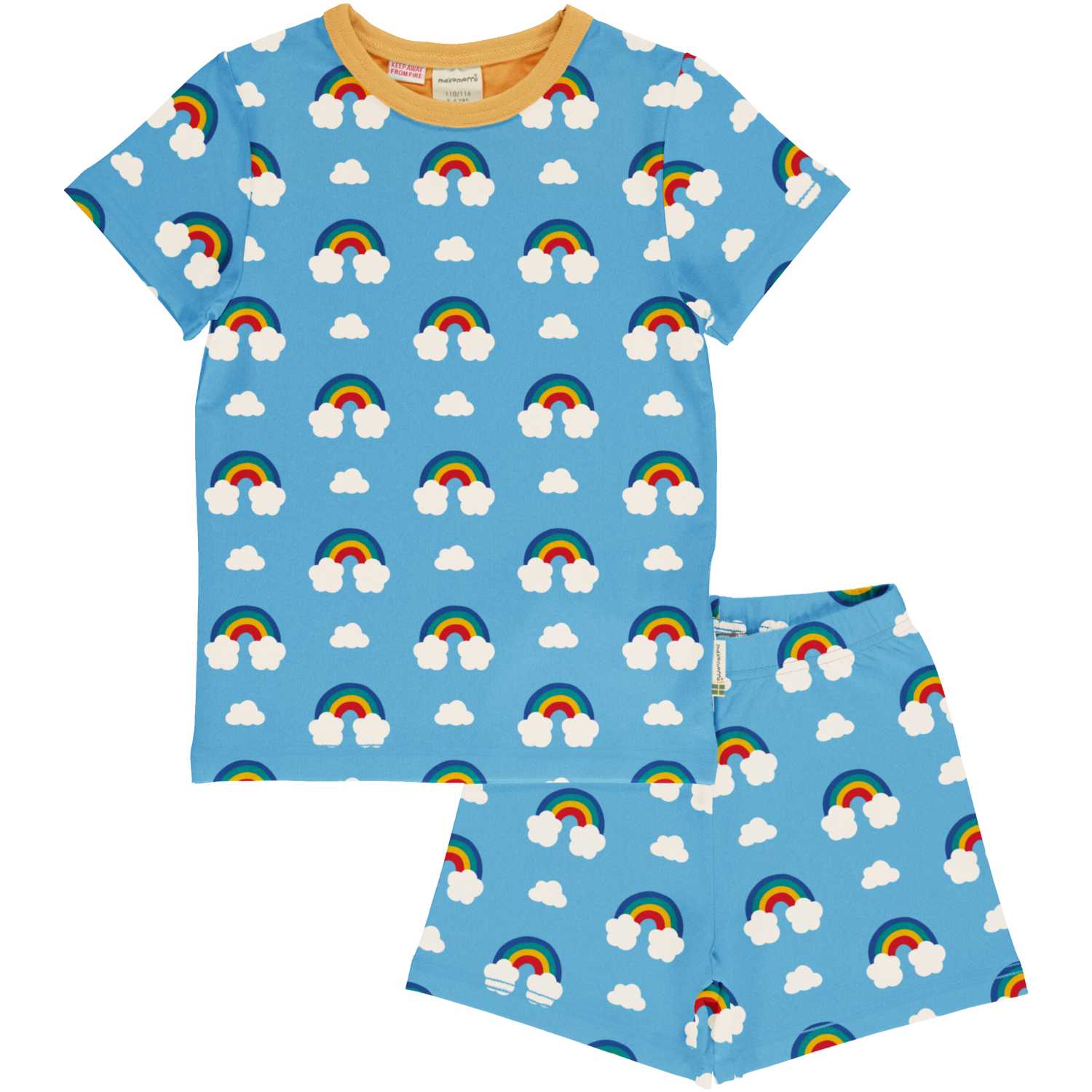 Maxomorra Pyjama Set SS Swedish Vibes Rainbow