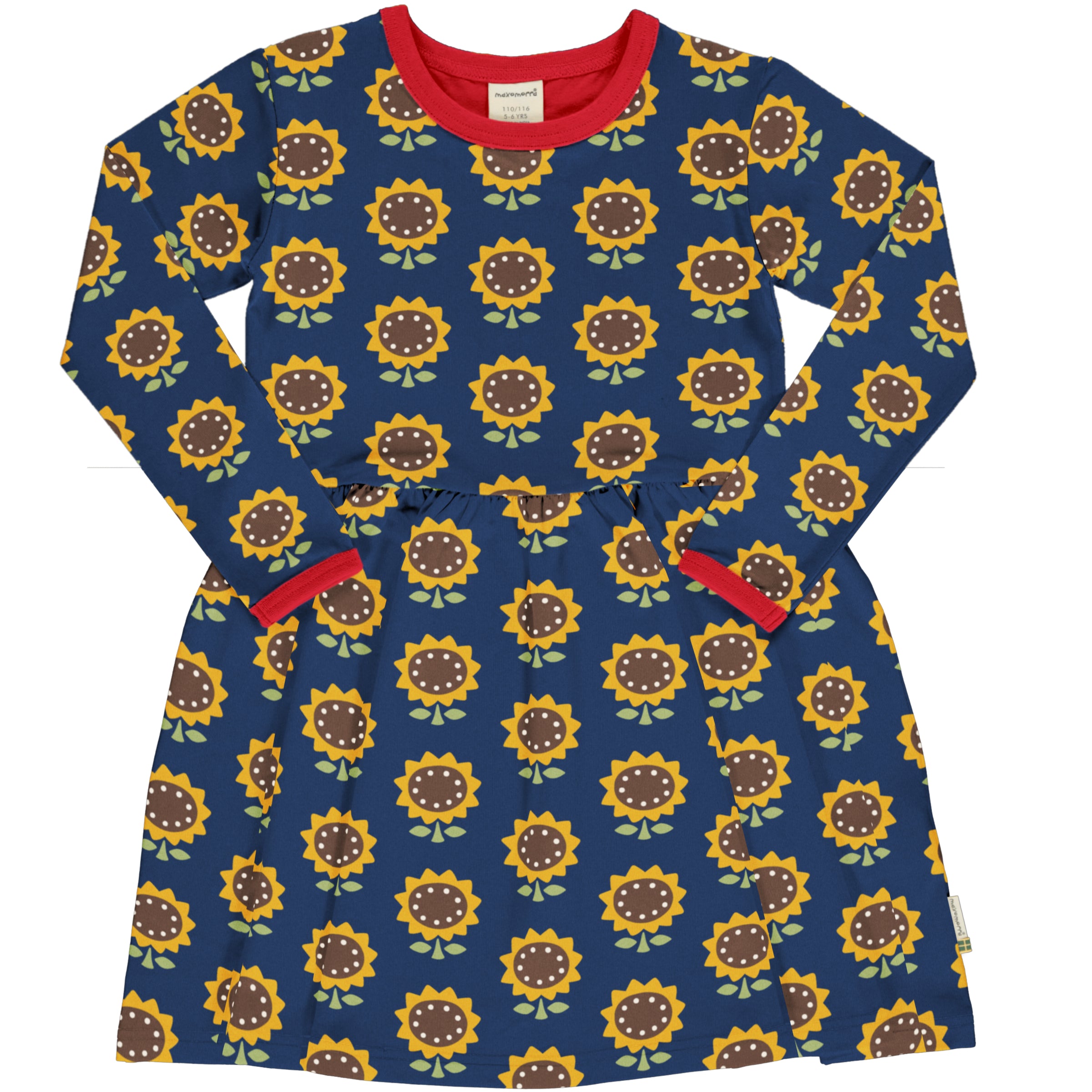 Maxomorra Dress Spin LS Sunflower