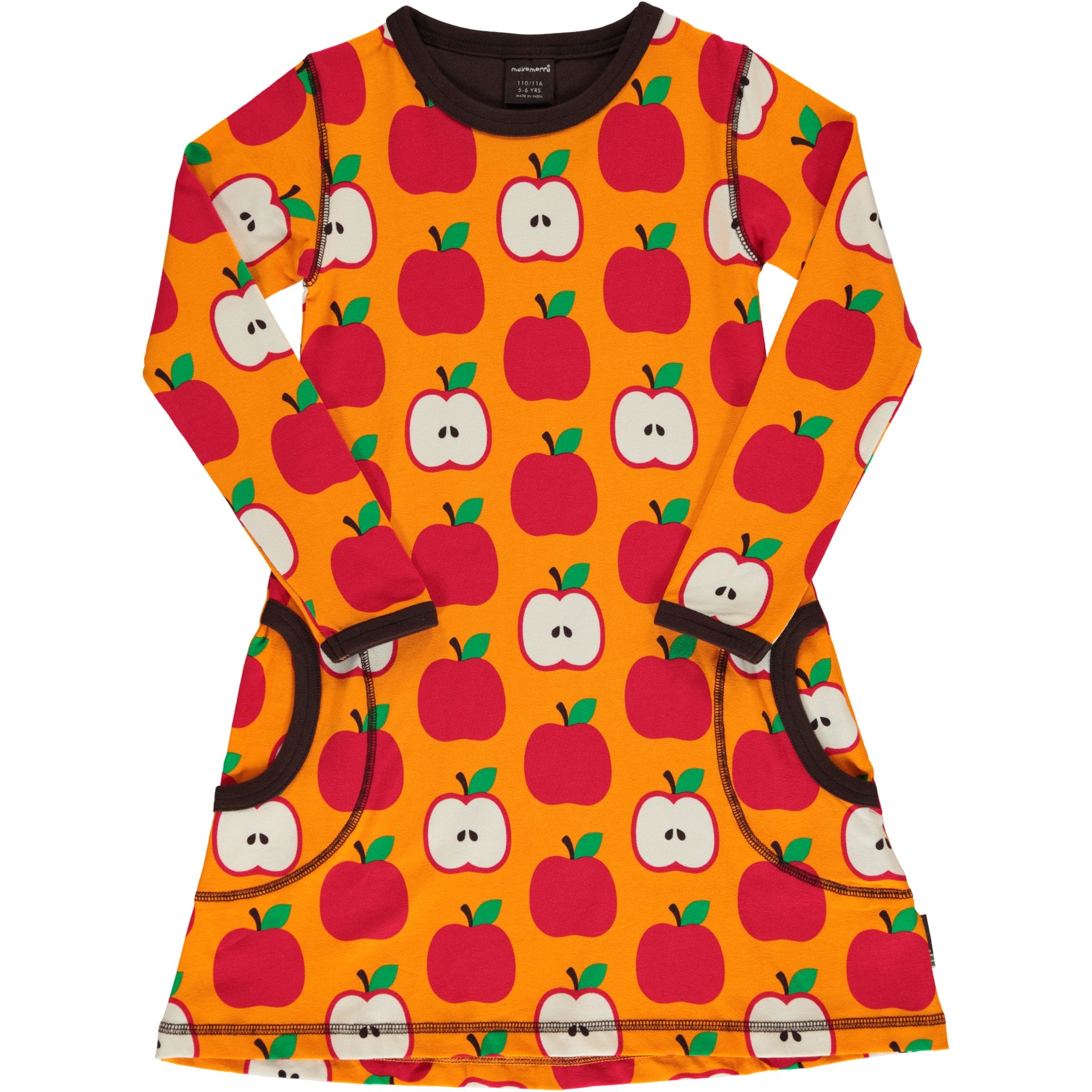 Maxomorra Dress LS Classic Apple,little-tiger-togs.