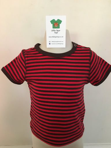 Maxomorra Top SS Stripe Brown/Red (62/68) - little-tiger-togs