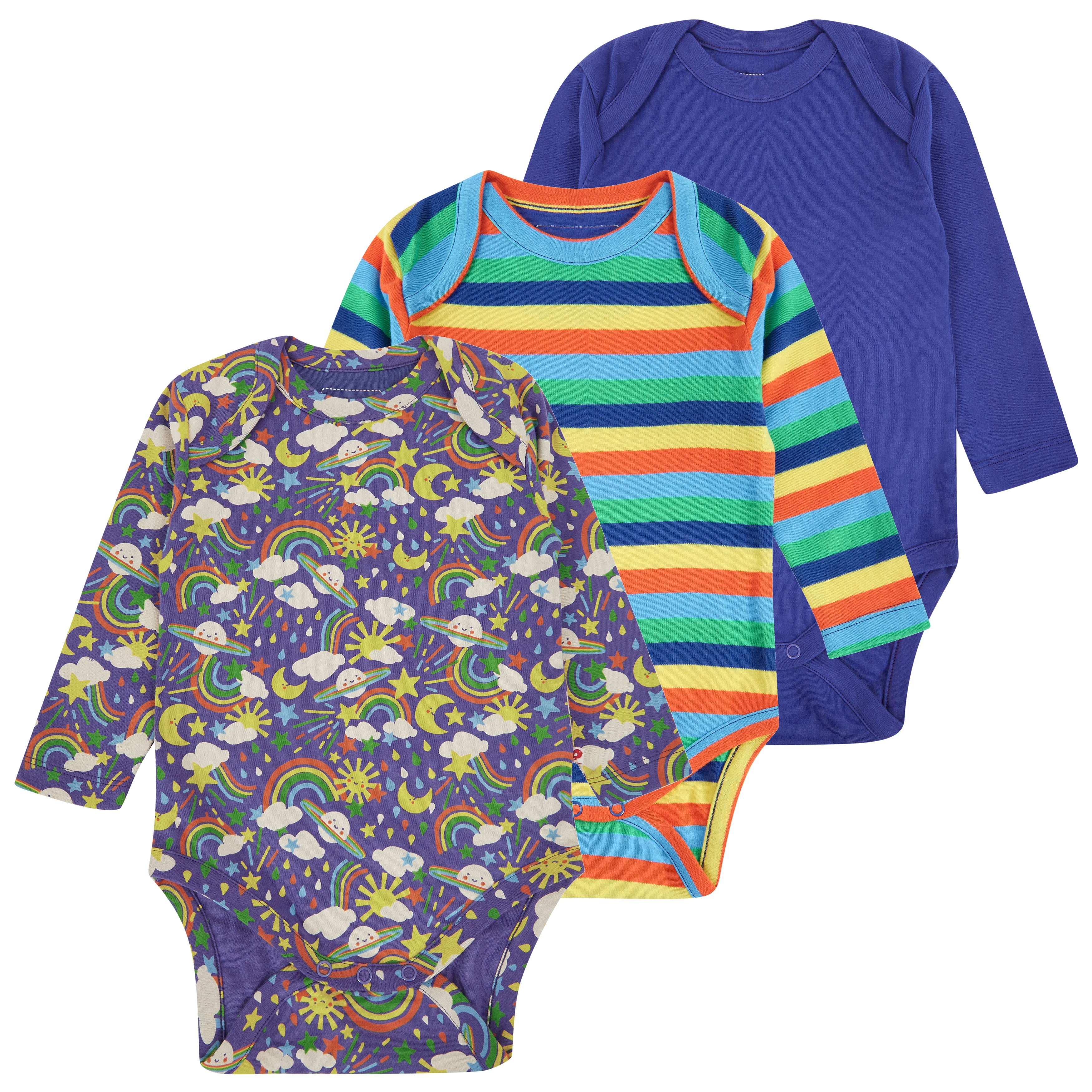 Piccalilly Bodysuit (3 Pack) Rainbow Weather