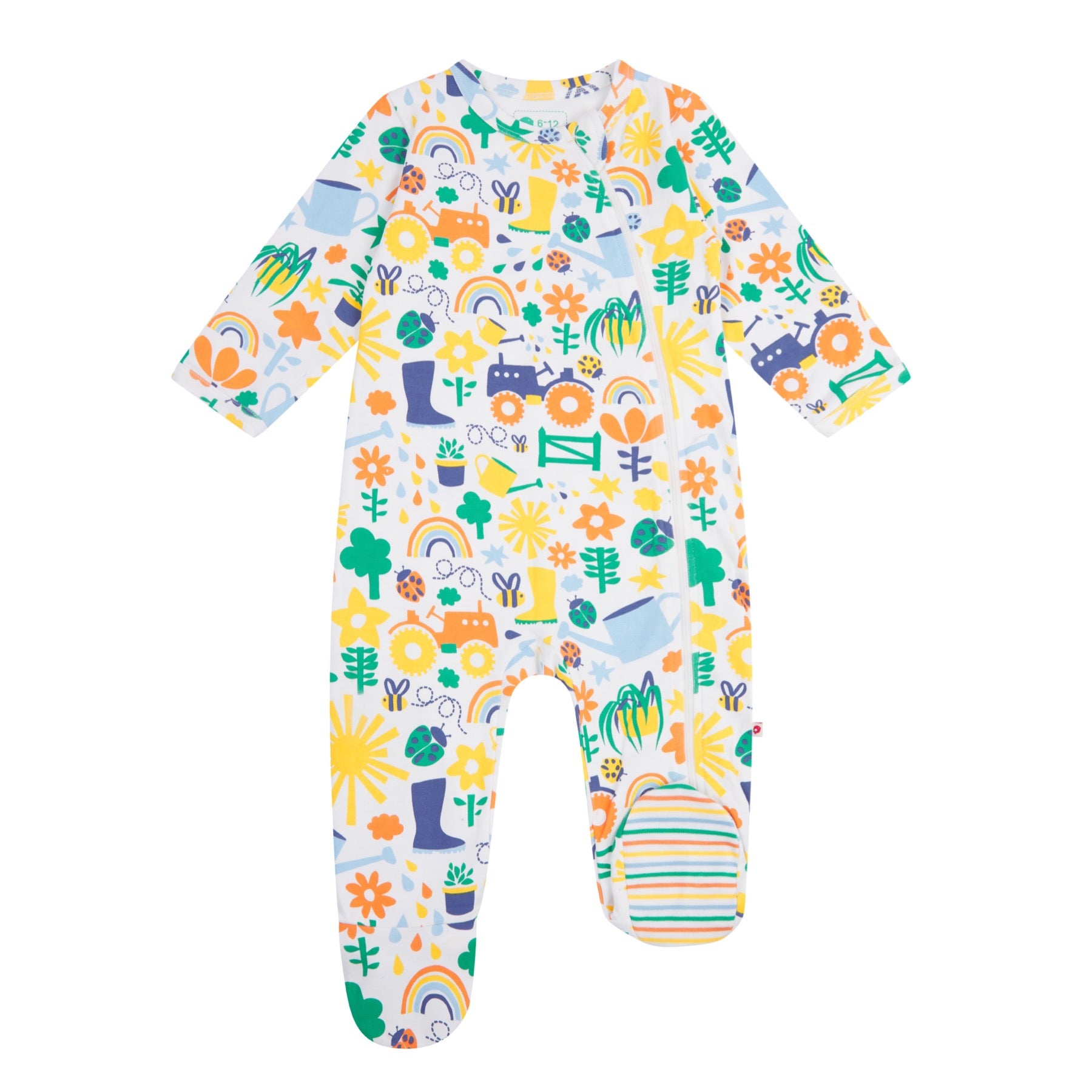 Piccalilly Zipped Footed Sleepsuit Potting Shed