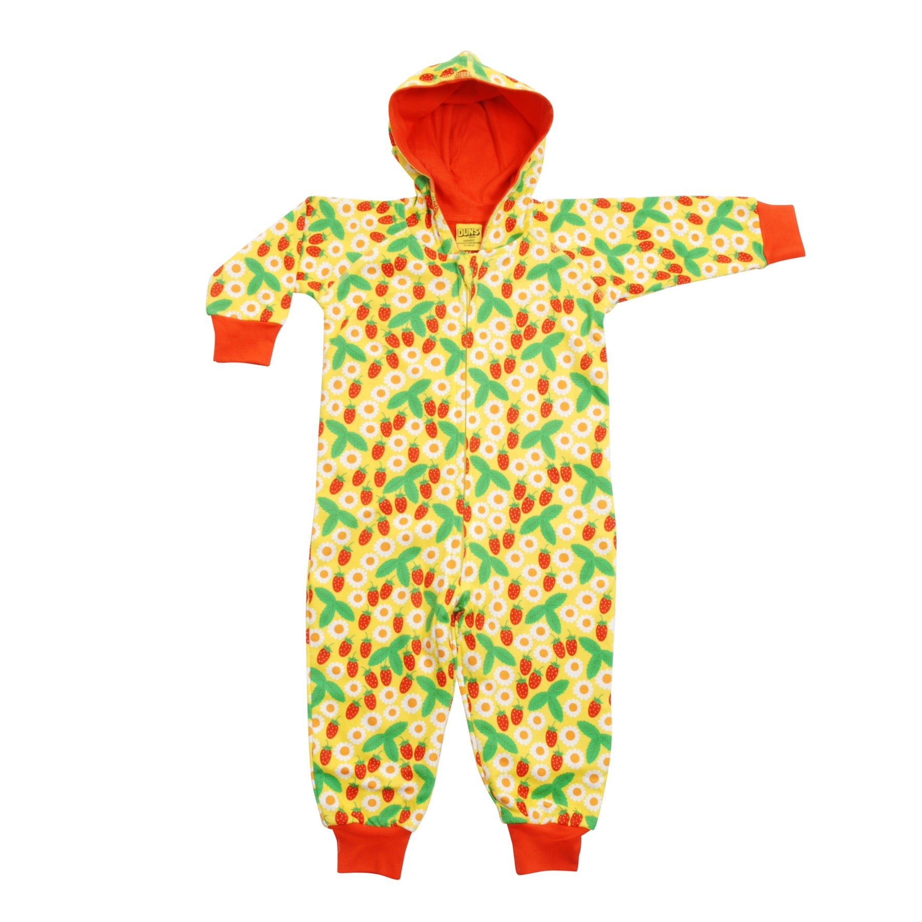 DUNS Sweden Lined Suit with Hood Daisies & Strawberries Buttercup