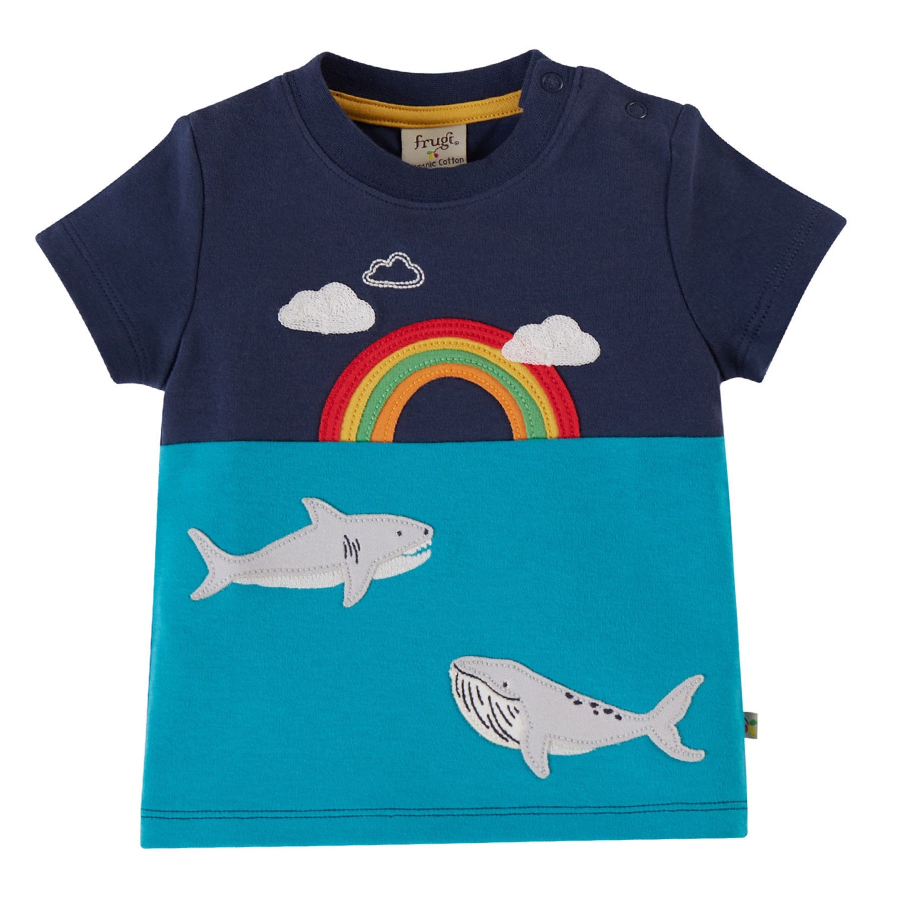 Frugi Switch Penryn T-shirt, Rainbow Whale