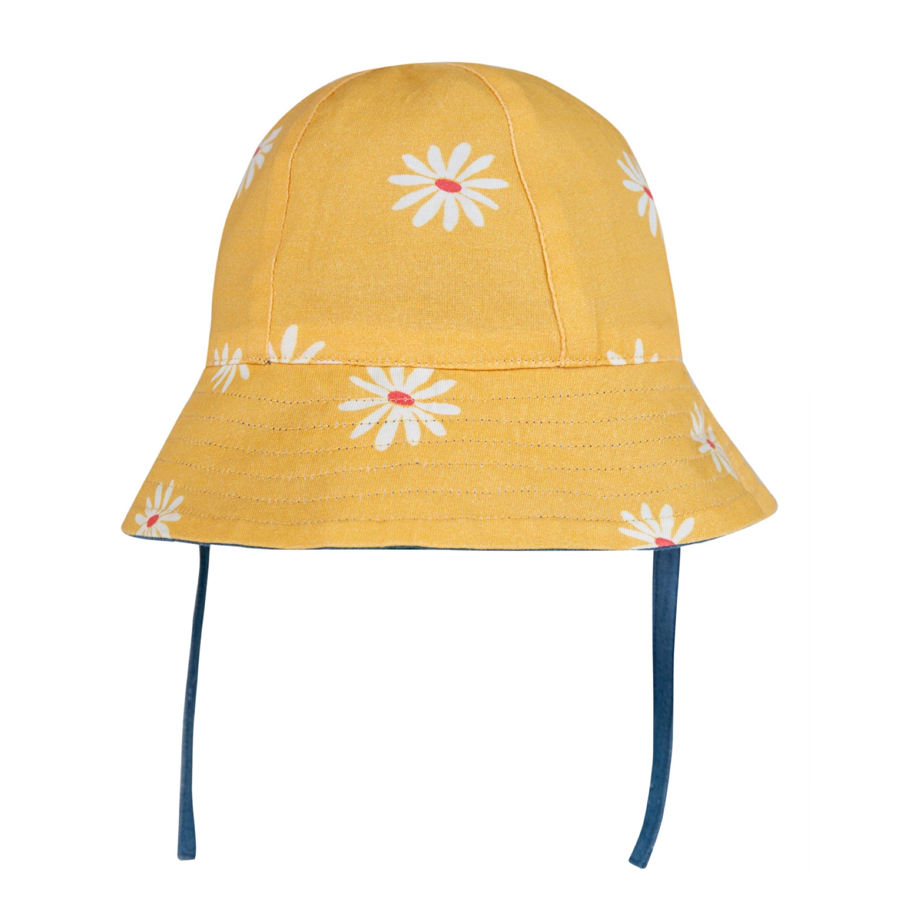Frugi Helen Reversible Hat, Chambray Bumblebee Daisies