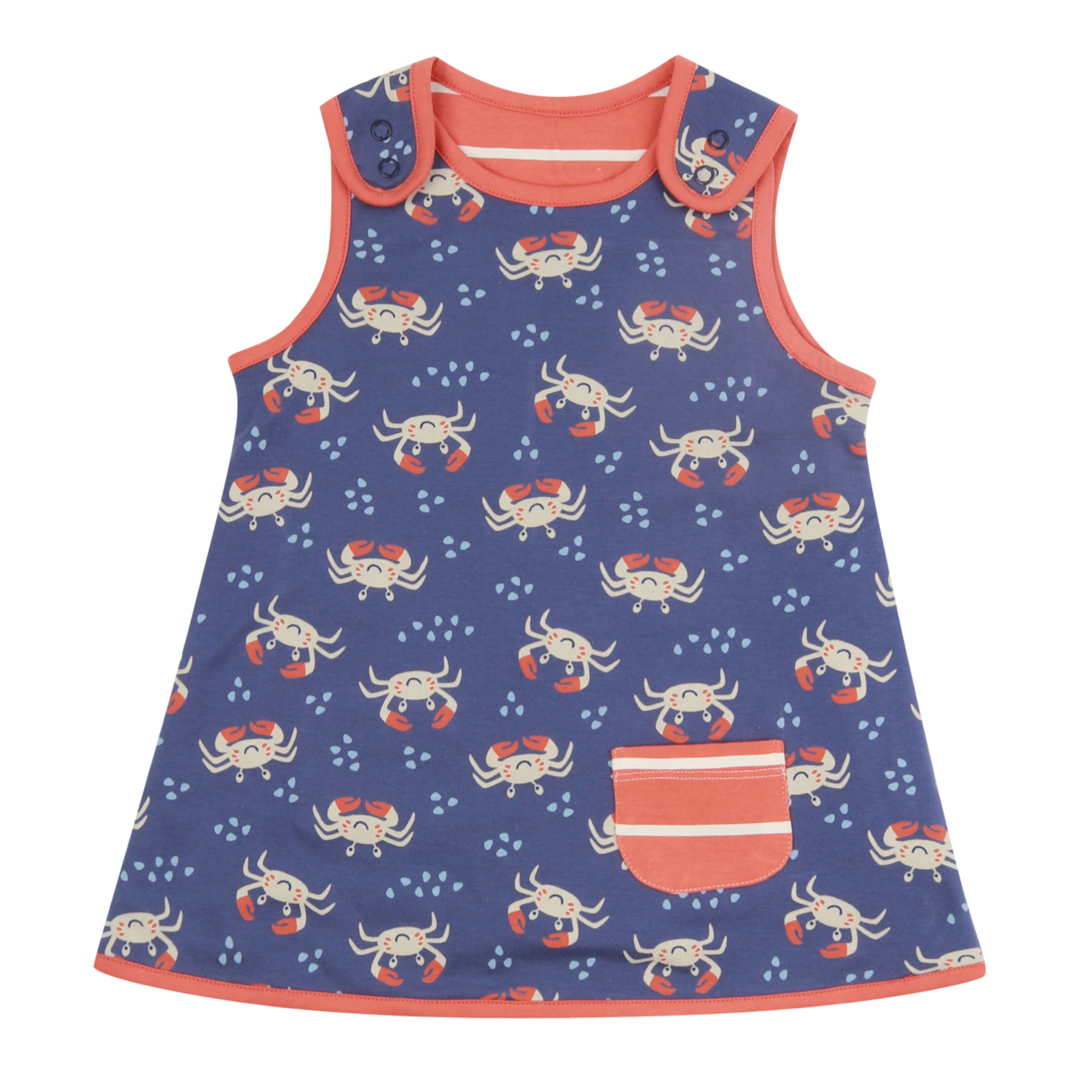 Piccalilly Reversible Dress Ocean Crab,little-tiger-togs.