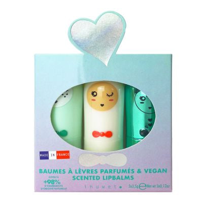 INUWET Bunny Lip Balm Seashell Trio Gift Set - Apple, Cotton Candy & Cupcake