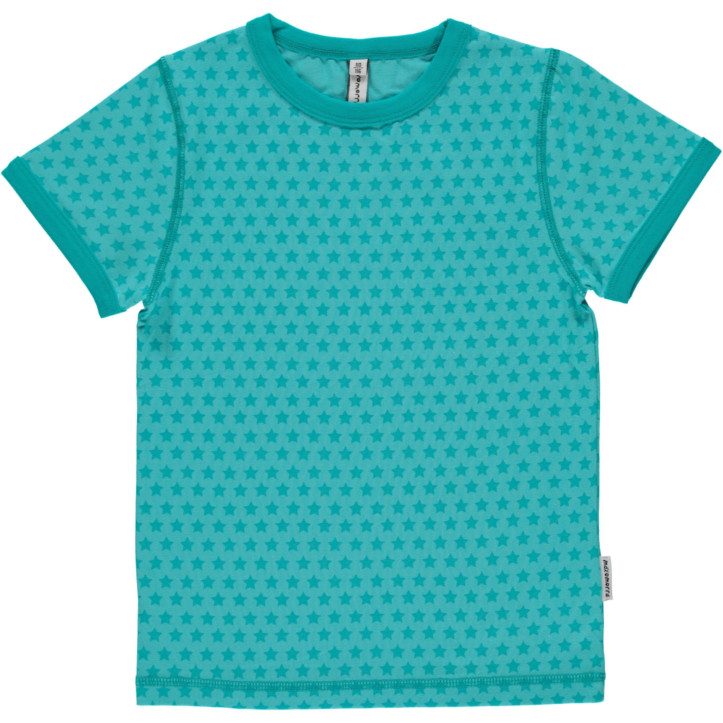 Maxomorra Top SS Mono Star Turquoise - little-tiger-togs