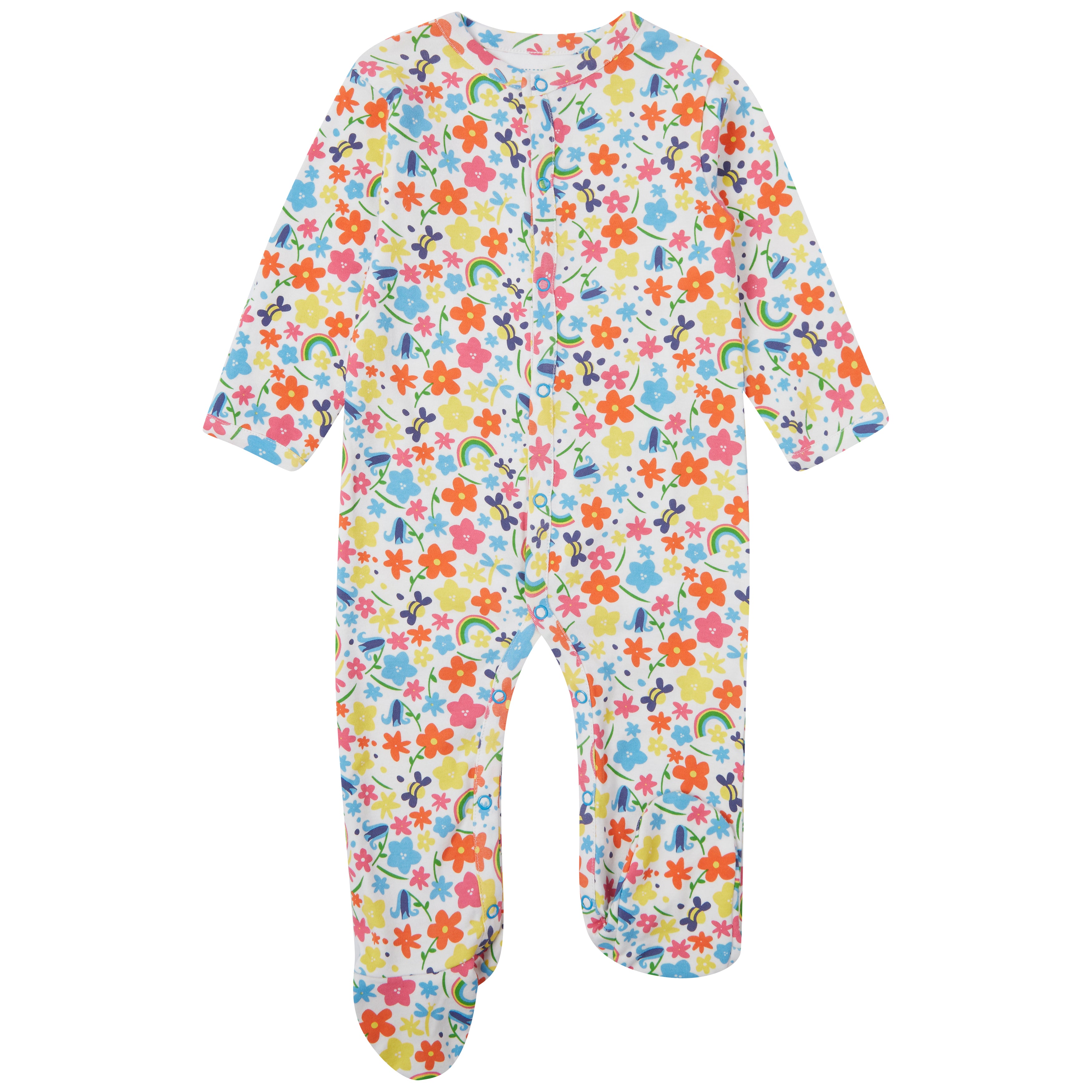 Piccalilly Footed Sleepsuit Rainbow Meadow