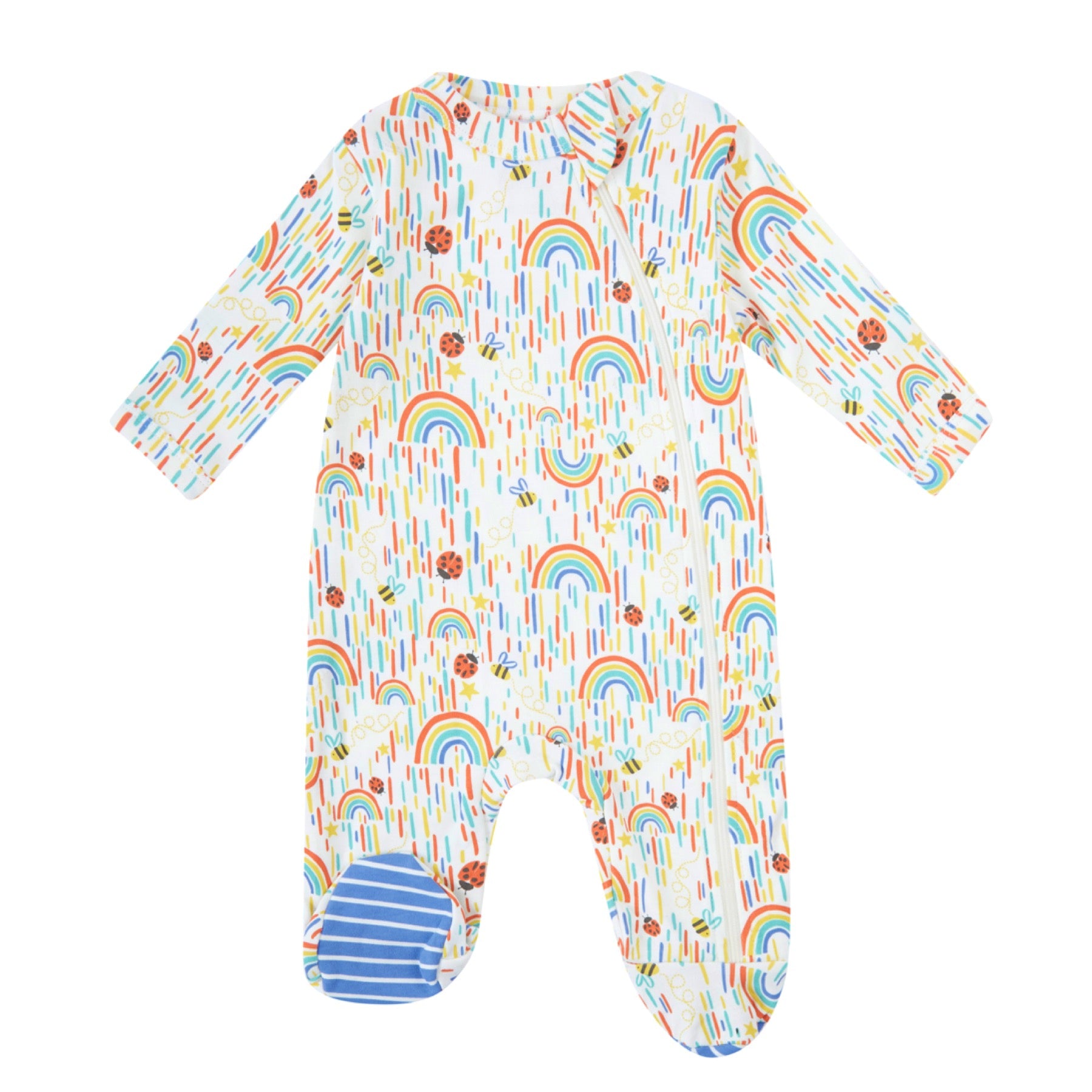 Piccalilly Zipped Footed Sleepsuit Sun Shower